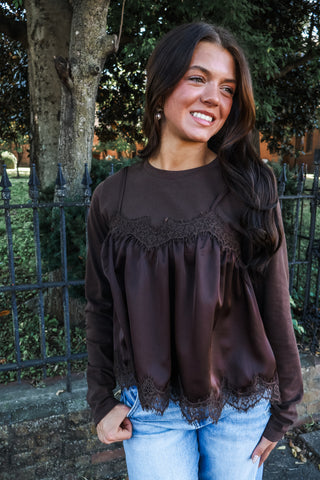 Darling Edge Lace Top • Dark Chocolate