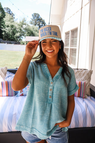 I’m Nicer When I’m Tan Trucker Hat • Blue/Green