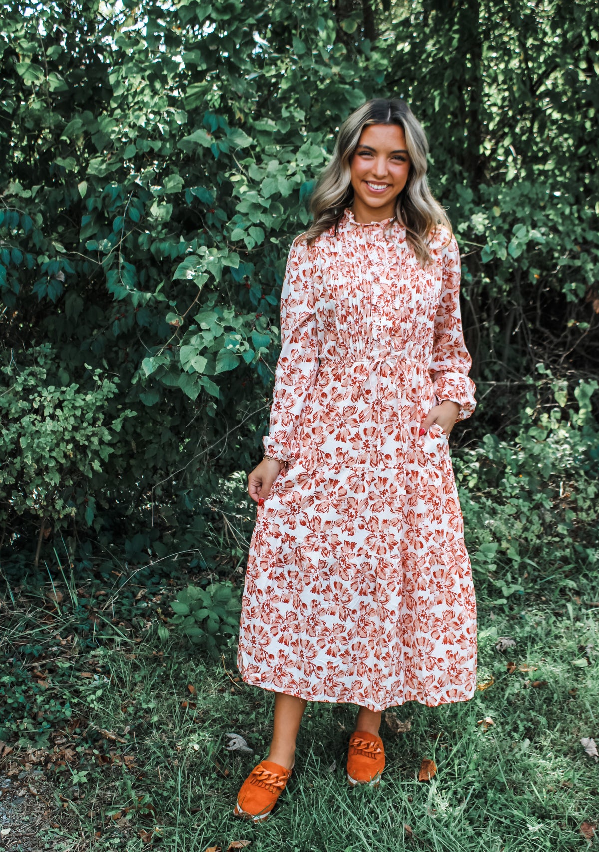 Step Into Fall Ruffle Maxi • Cream Floral