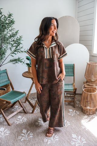 Falling For You Pant Set • Brown Floral