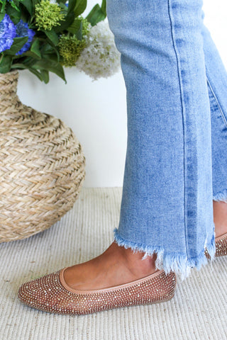 Zara Rhinestone Ballet Flat • Nude