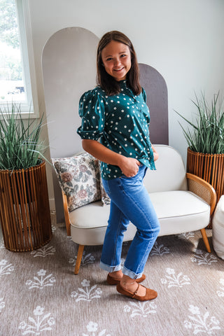 Pixie Polka Dot Top • Emerald