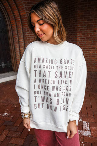 Amazing Grace Mock Neck Sweatshirt • Ivory