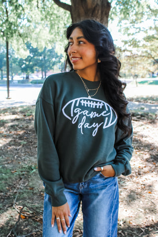 Gameday Ready Embroidered Pullover • Evergreen