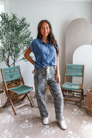 Take It Easy Denim Shirt • Medium Wash
