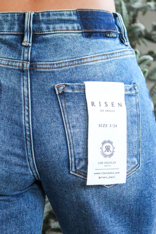 Ezra High Rise Barrel Leg • Medium Wash