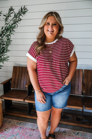 Cute & Carefree Stripes • Wine - PLUS