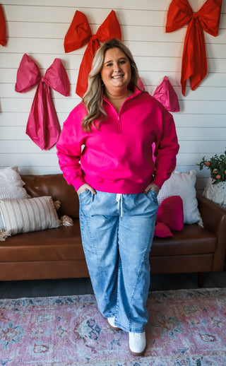 Refresh & Reset Half Zip • Hot Pink - PLUS