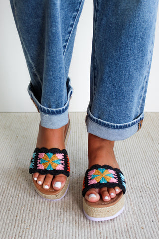 Paloma Platform Crochet Sandal • Black - FINAL SALE