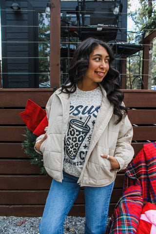 Fireside Feels Quilted Jacket • Khaki