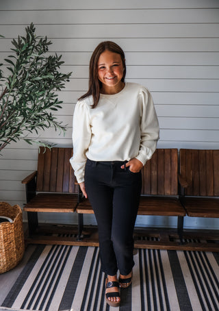 Katie Puff Sleeve Pullover • Cream