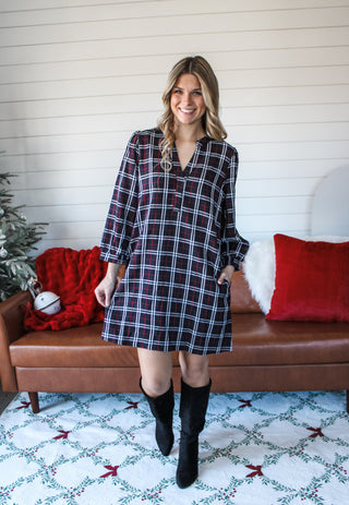 Plaid Perfection Pocket Dress • Black