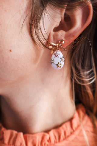Easter Egg Enamel Earrings • White