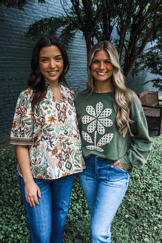 Dress the Part • green floral - FINAL SALE