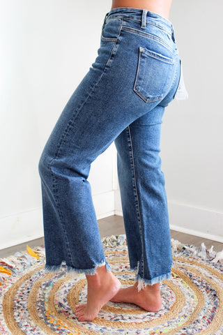 Rain Frayed Hem Wide • Medium Wash