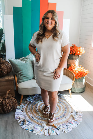 Walk In The Park Pocket Dress • Latte - PLUS