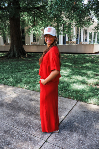 Relaxing Retreat Pant Set • Red