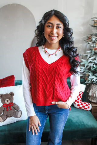 Christmas Cheer Charm Necklace • Red Plaid