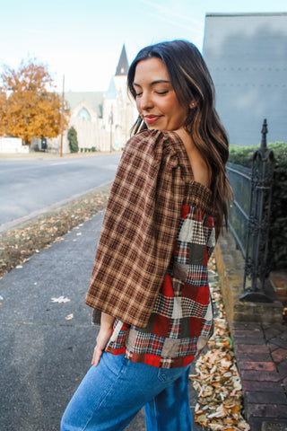 Pretty In Patchwork Top • Brown Multi