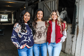 Ranch Romance Floral Sweater • Navy