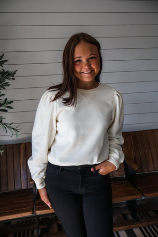 Katie Puff Sleeve Pullover • Cream