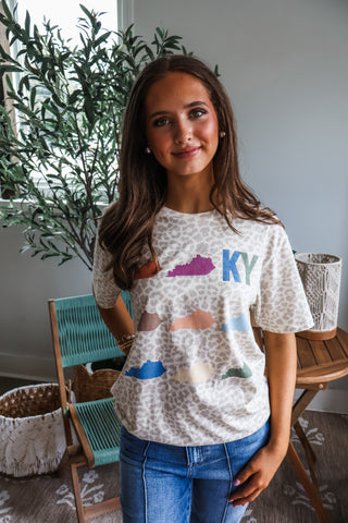 Sweet Kentucky Home Graphic Tee • Leopard