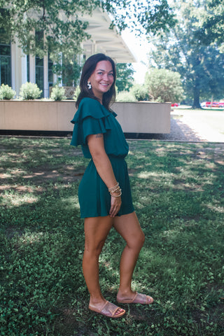 Look Your Best Romper • Emerald - FINAL SALE