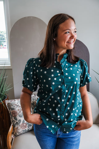 Pixie Polka Dot Top • Emerald