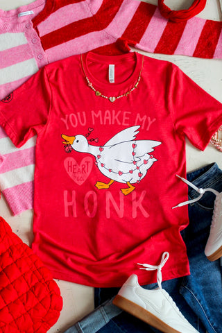 You Make My Heart Go Honk Graphic Tee • Heather Red