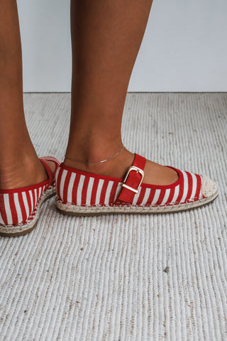 Dirt +Diamonds striped flat- red/cream - FINAL SALE