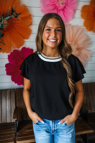 Modern Mix Ringer Top • Black