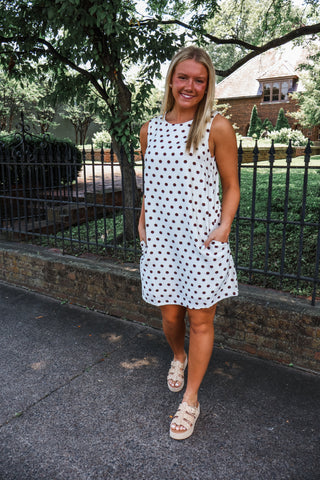 Easy Sophistication Shift Dress • Brown Dot