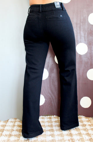 Brynn Double Button Wide Leg • Black