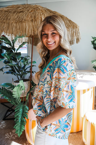 Under The Palm Trees • Teal Multi