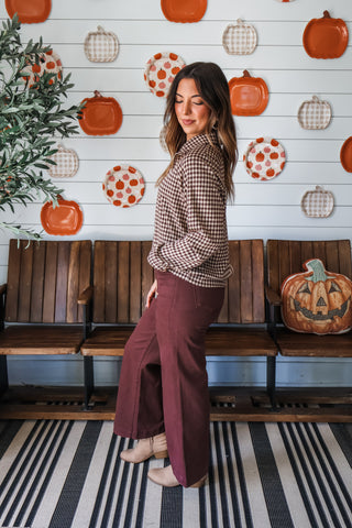 Gingham & Grace Half Zip • Chocolate