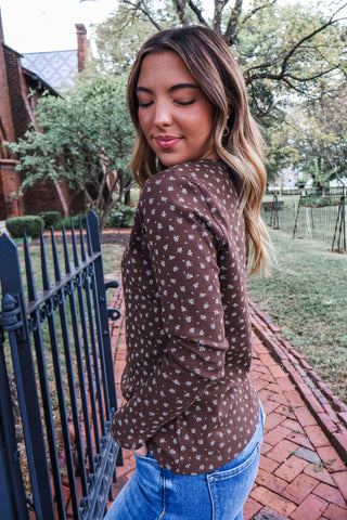 Meadow Darling Crewneck • Brown Floral
