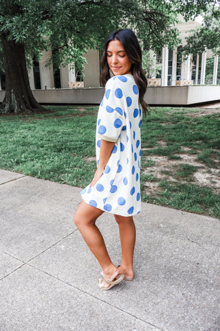 Happy Days Polka Dot Dress • Cream/Blue