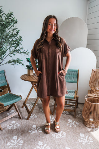 Double Up Pocket Dress • Dark Brown