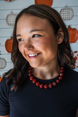Marbled Beauty Statement Necklace • Berry