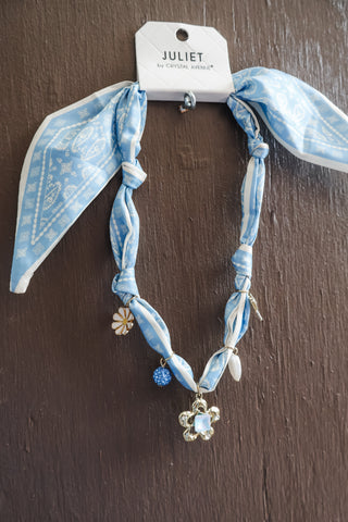Blue for you • floral scarf necklace