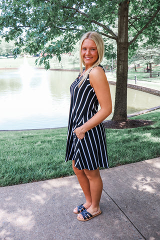 Summer Sale 38 • Black Striped Knit Dress - FINAL SALE