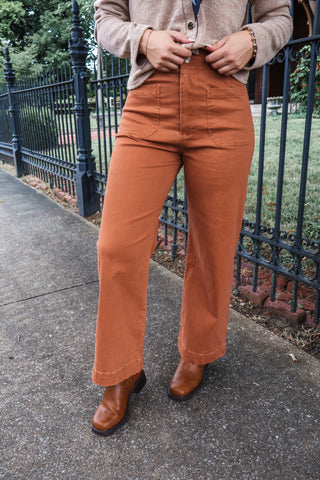 Simple Slate Patch Pocket Pants • Rust