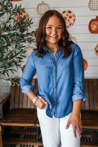 Soft Essential Denim Shirt • Medium Wash