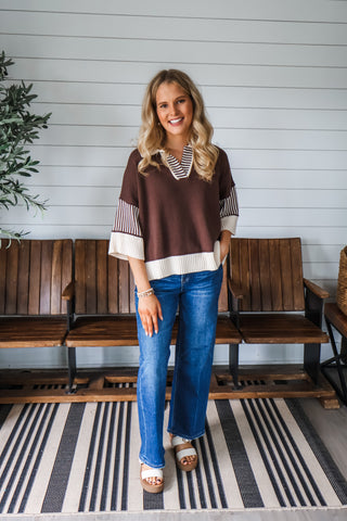 Cider Stripes Polo Knit • Espresso