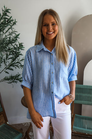 Day’s End Striped Shirt • Light Blue