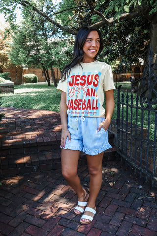 Jesus And Baseball Graphic Tee • Butter Yellow