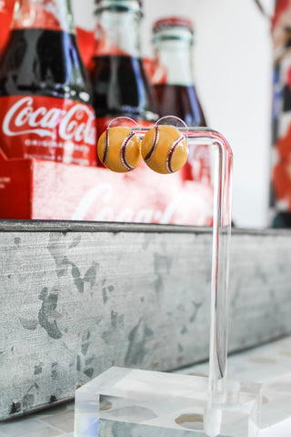 Strike Out Softball Stud Earrings • Silver