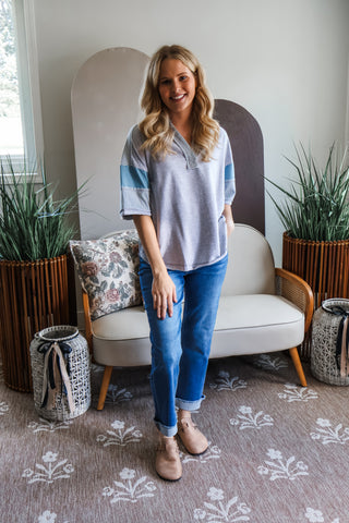 Making Plans Striped Polo • Heather Grey
