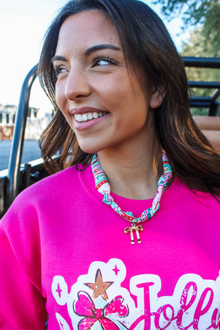 Peace Love Joy Scarf Necklace • Pink Multi final sale