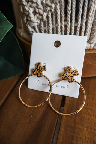 Cross Charm Hoop Earrings • Gold